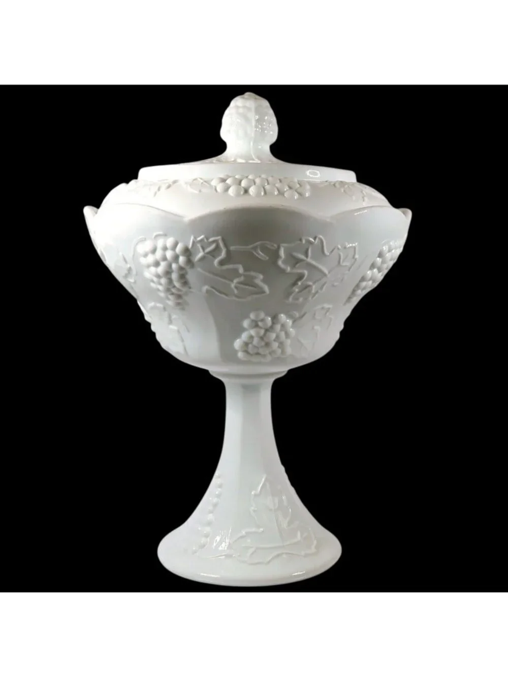 Colony Harvest Milk Glass Compote with Lid Vintage Mid-Century Wedding Bowl